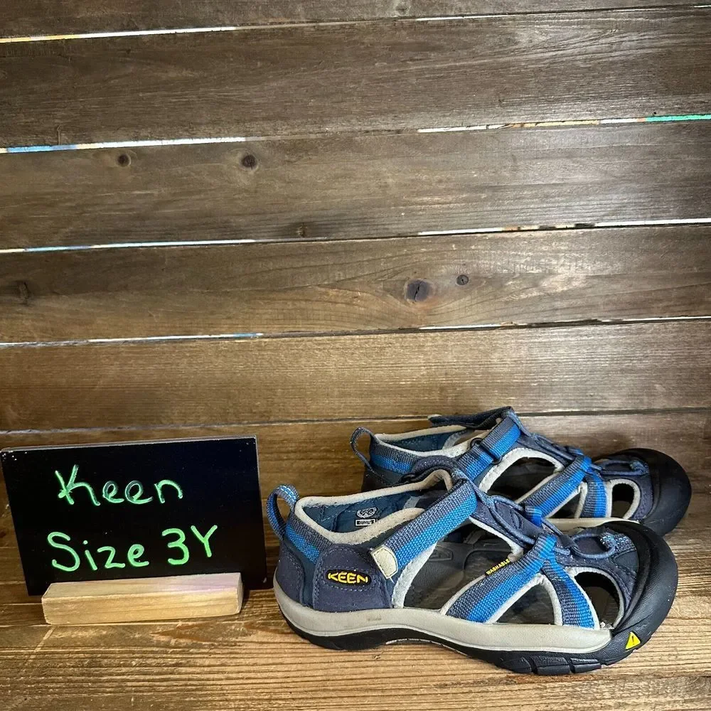 Big Kids Keen Venice H2 Navy Blue‎ Athletic Trail Comfort Sandals Size 3 Y GUC